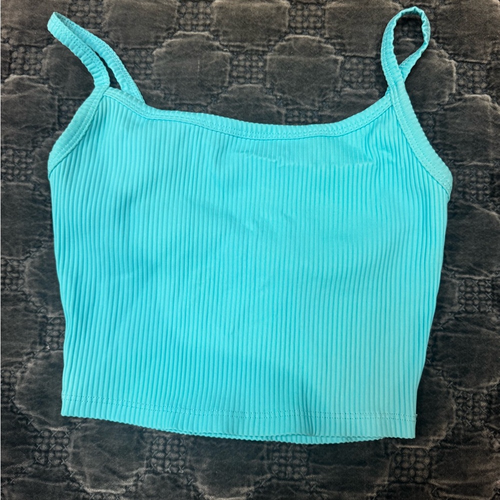 Year of Ours Turquoise Ribbed Camisole (matching leggings sold separately)